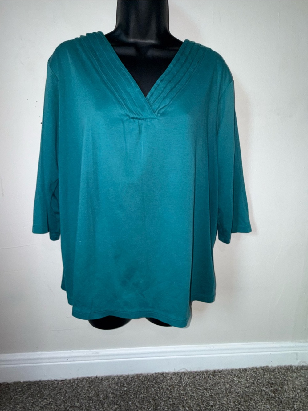 L.L. Bean Teal V-Neck Tunic Top